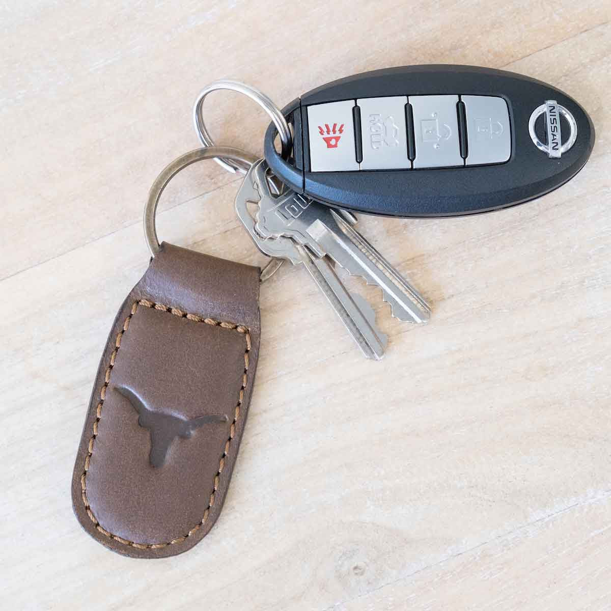 Longhorn Leather Embossed Keychain
