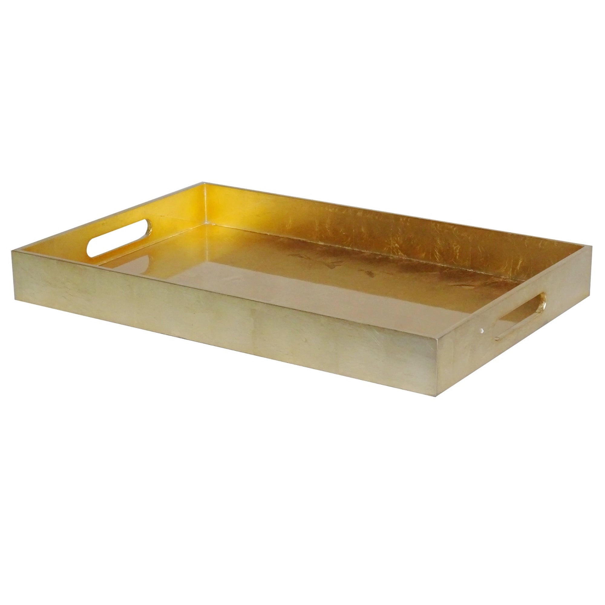 Med. Gold Leaf Lacquer Rect. Serving Tray