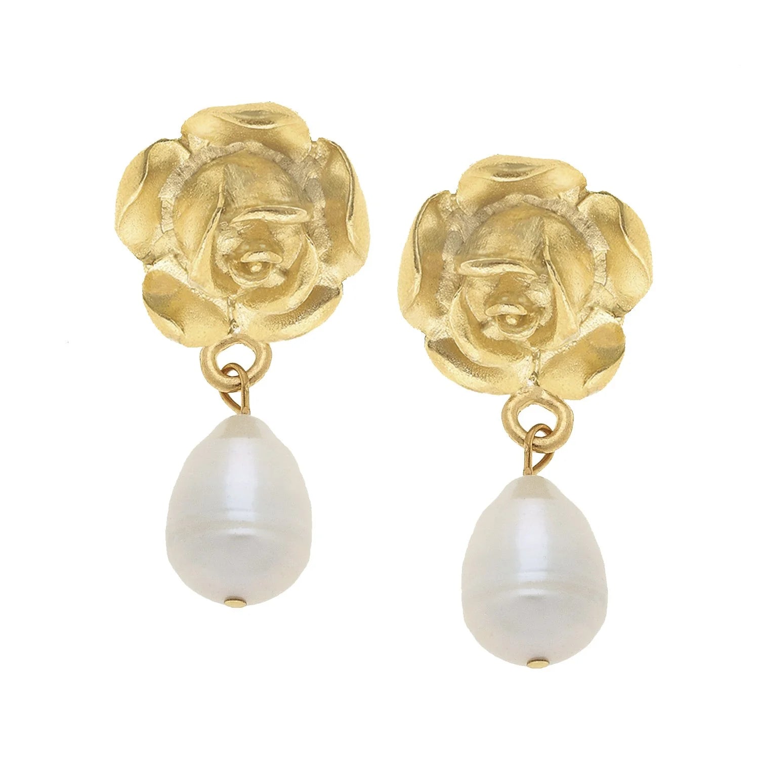 Rose Pearl Drop Earrings