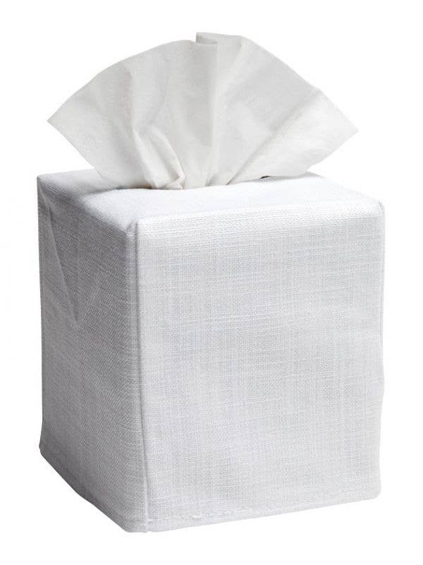 Tissue Box Cover - White Linen And Cotton