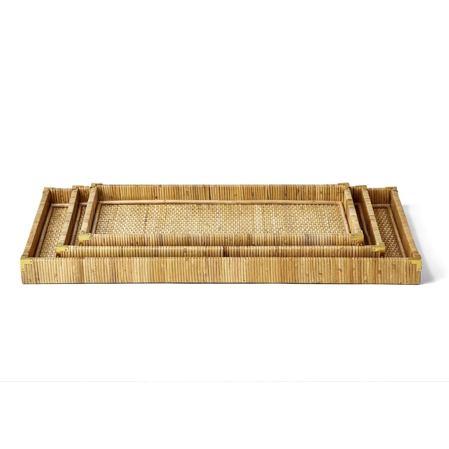Dream Weavers Decorative Hand-Crafted Natural Rattan Oversized Trays