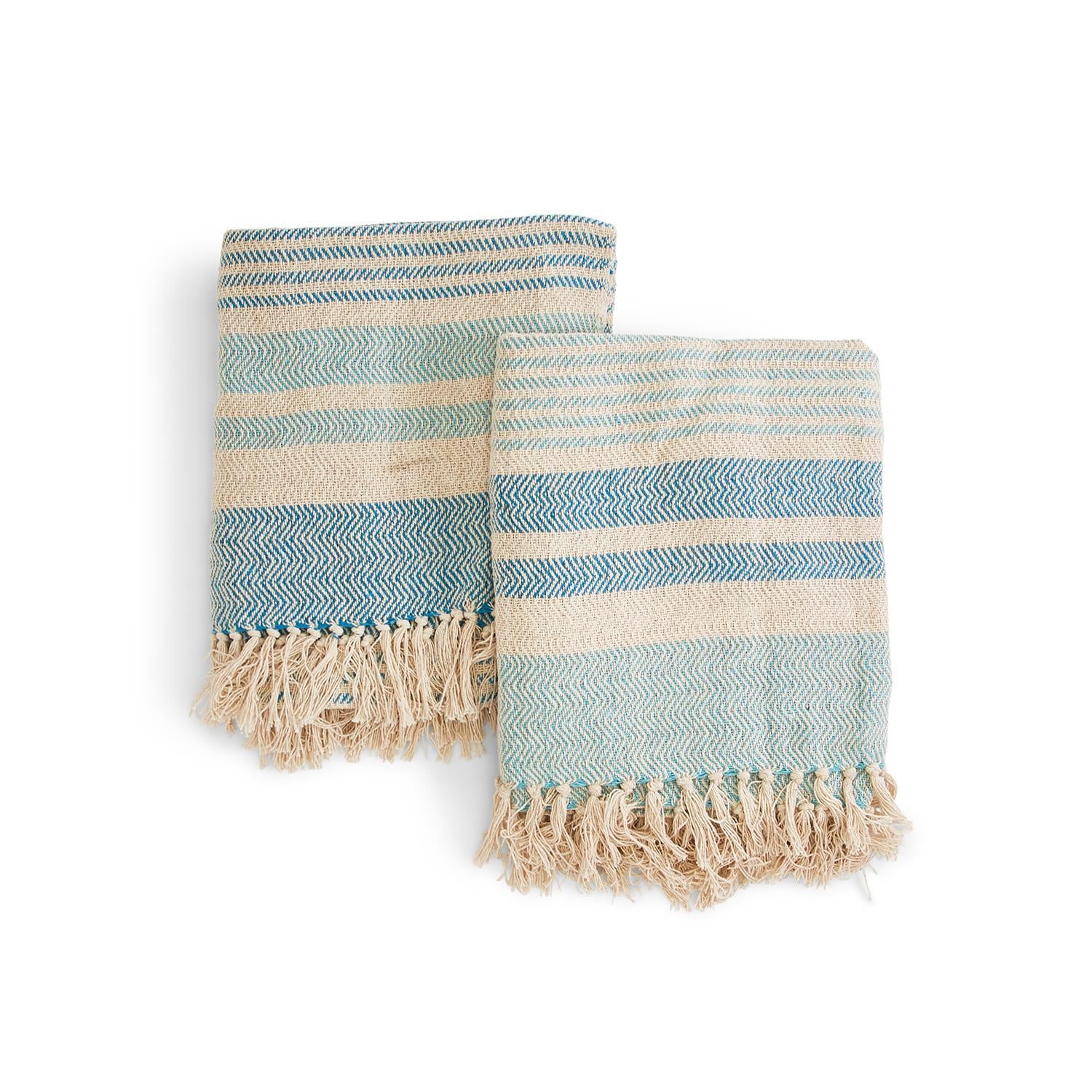 Striped Throw with Fringe, Asst 2 Designs