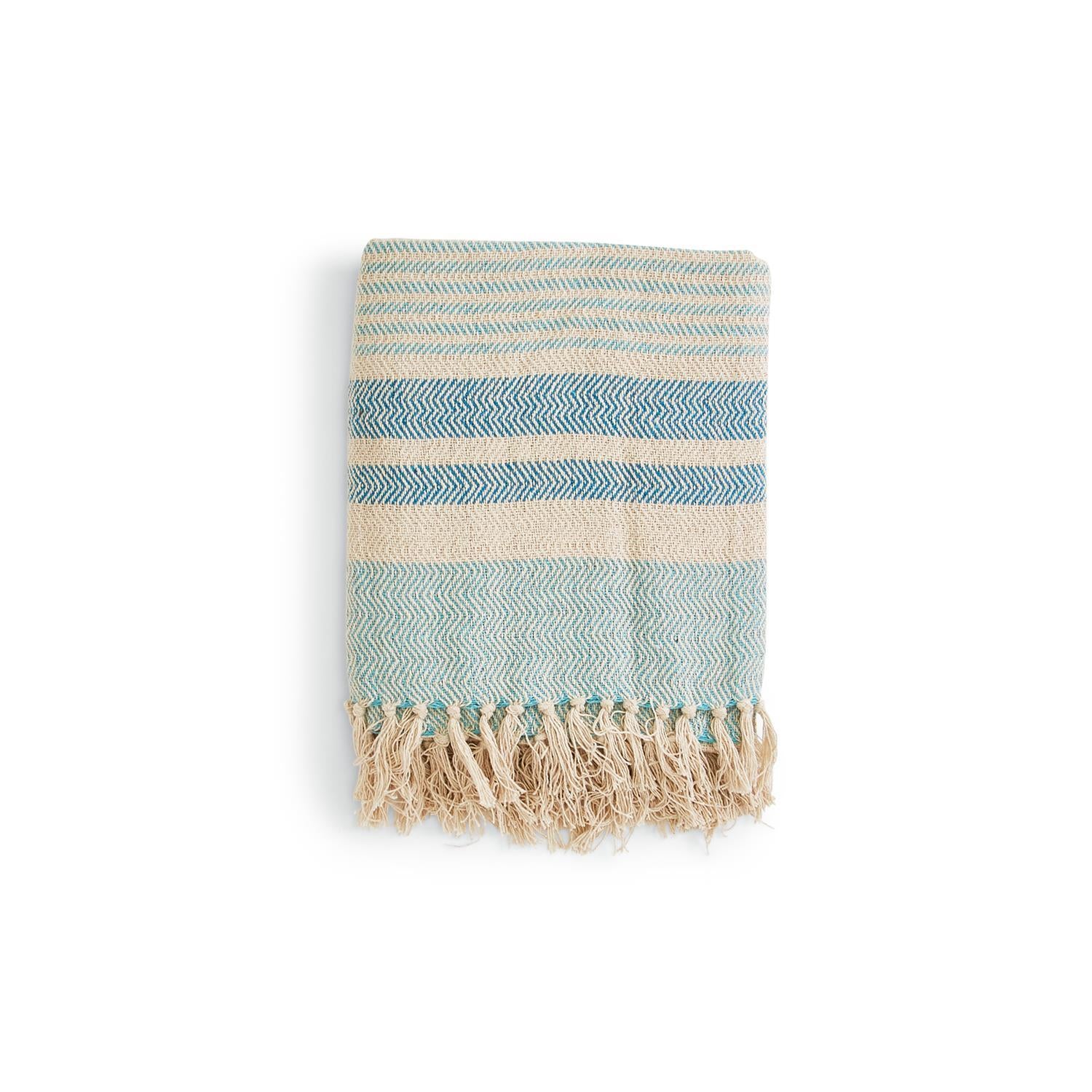 Striped Throw with Fringe, Asst 2 Designs