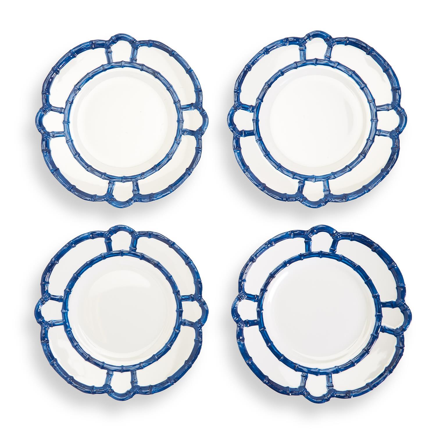 Set of 4 Blue Bamboo Touch Dinner Plate