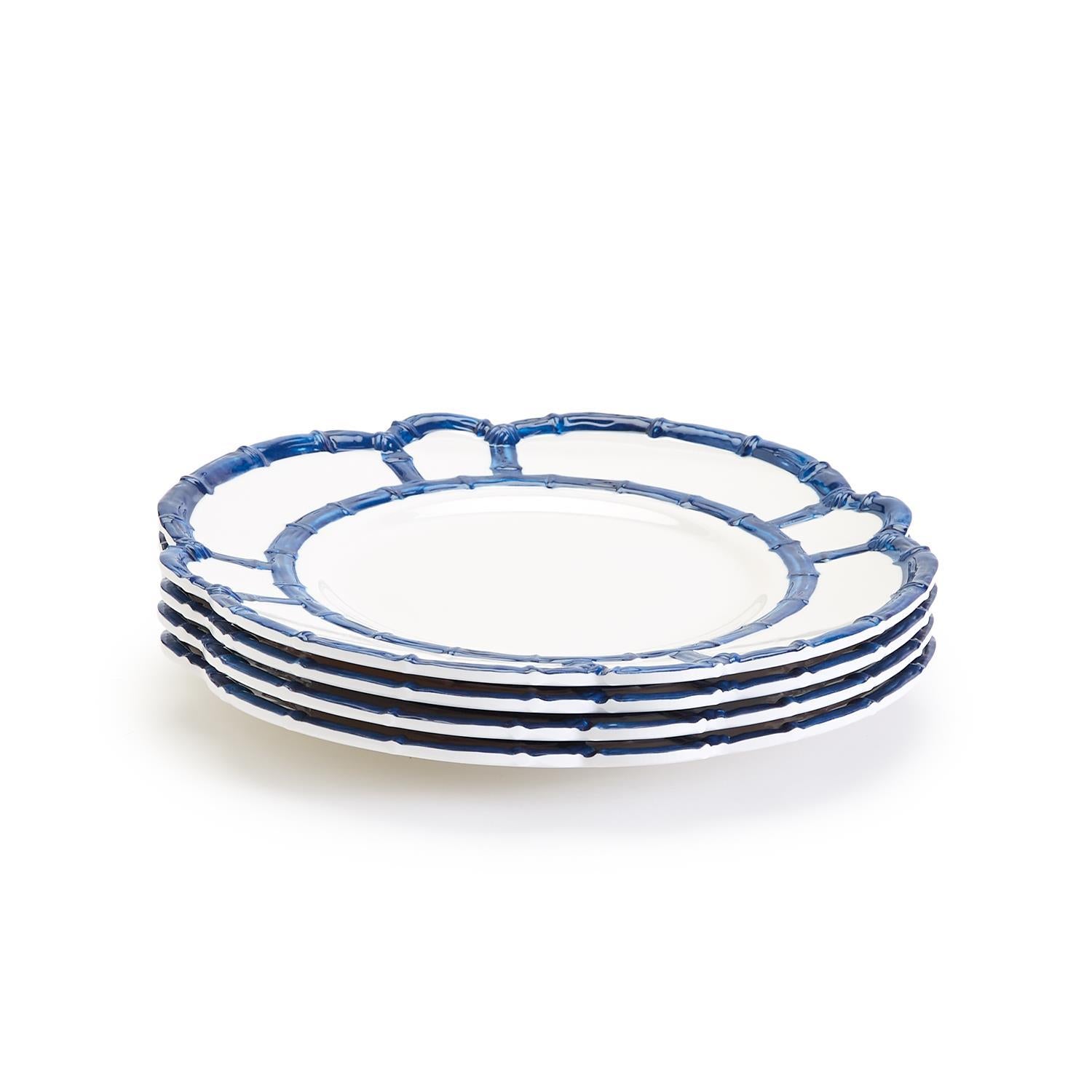 Set of 4 Blue Bamboo Touch Dinner Plate