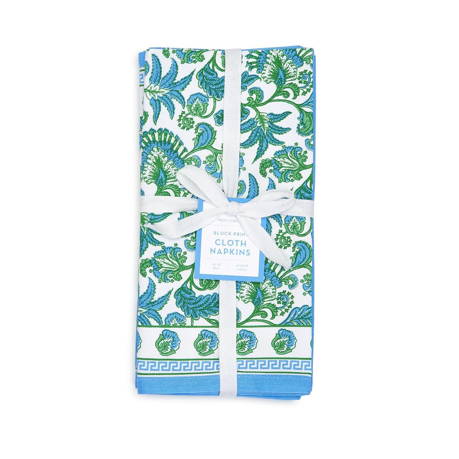 Printed Floral Linen Napkins Set of 4.