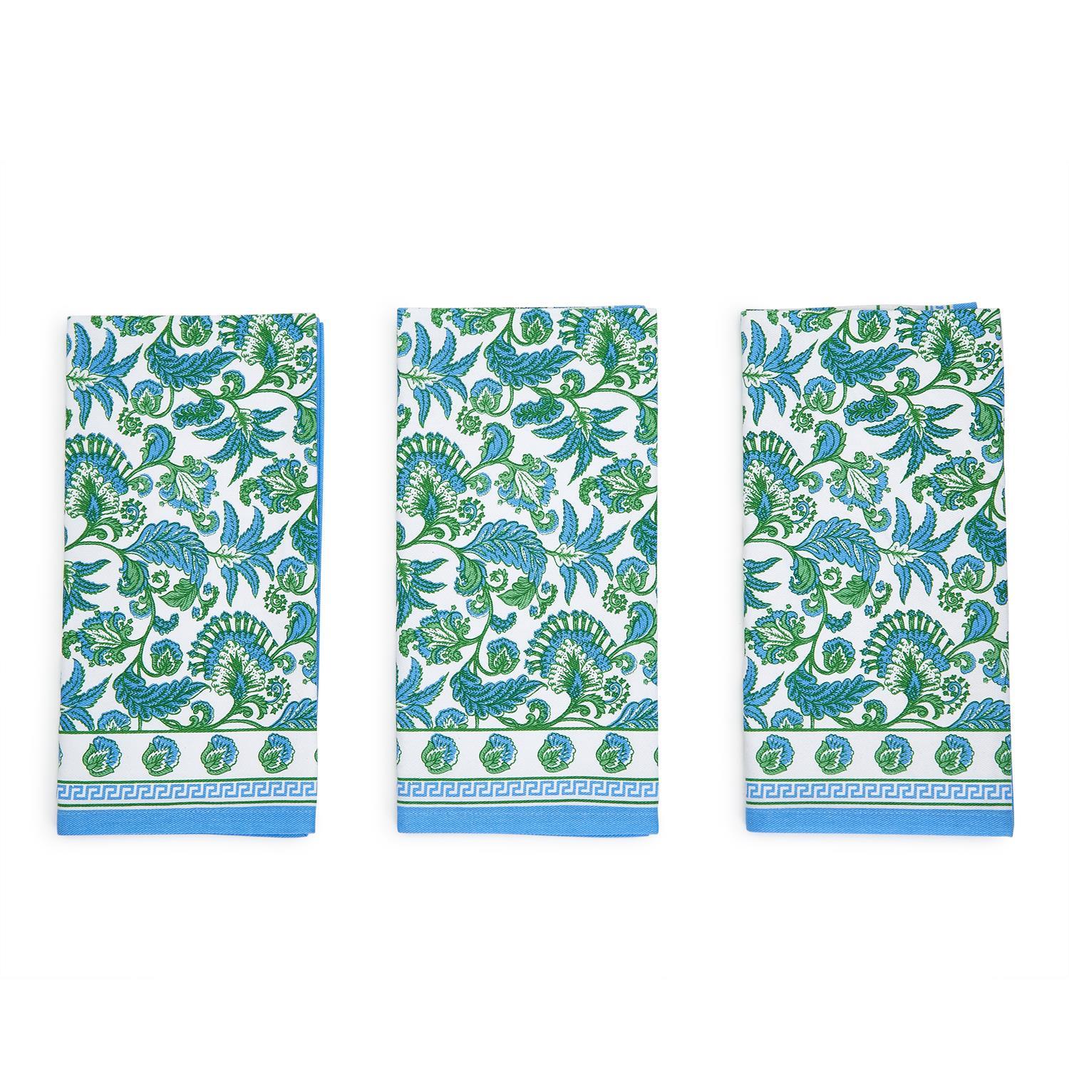 Hampton Set of 4 Floral Block Print Cloth Napkins
