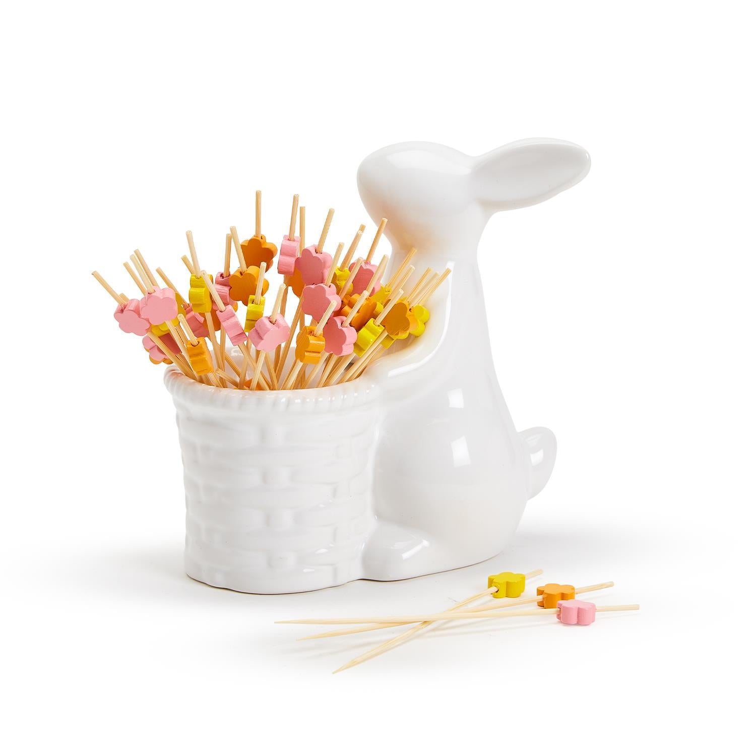 Easter Bunny w/20 Multi-Colored Flower Picks