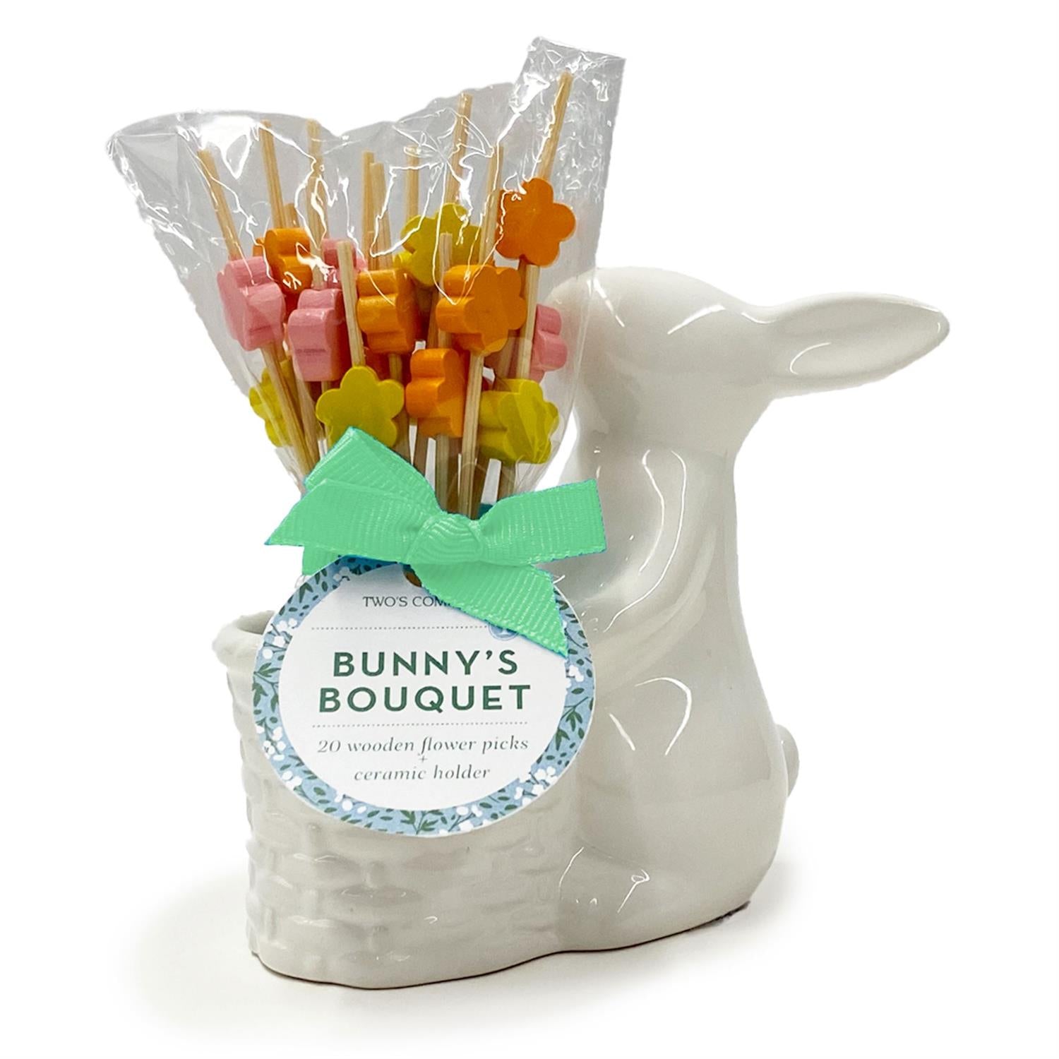 Easter Bunny w/20 Multi-Colored Flower Picks