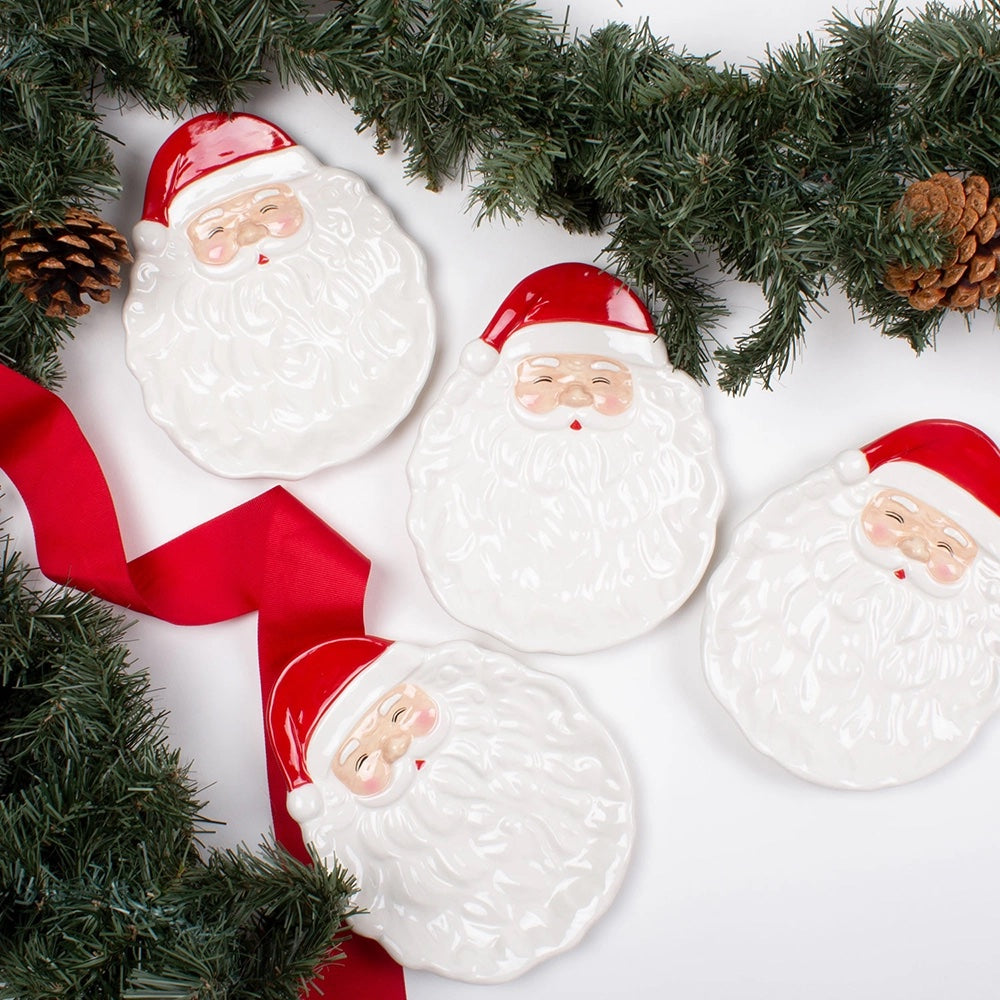 Red Santa Plate Set