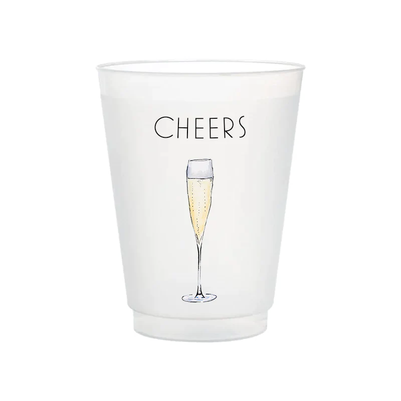 "Cheers" Champagne Flute Frosted Cups