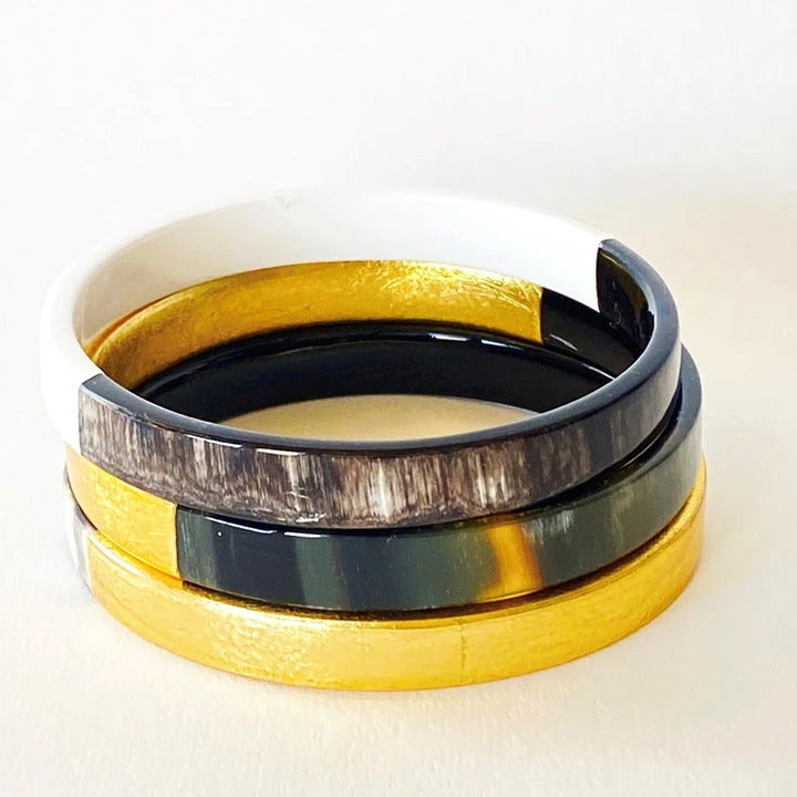 Buffalo Horn Bangle Set with Lacquer Accents - Memory Lane