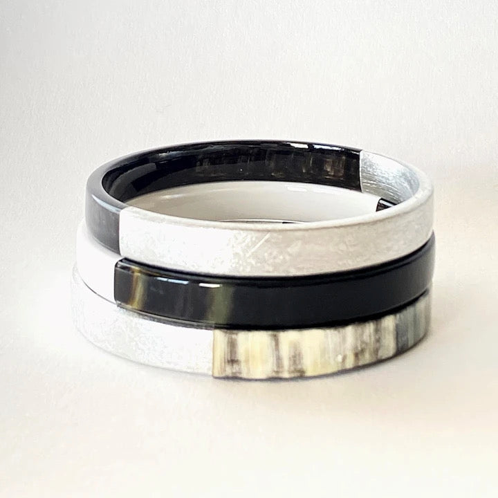 Buffalo Horn Bangle Set with Lacquer Accents