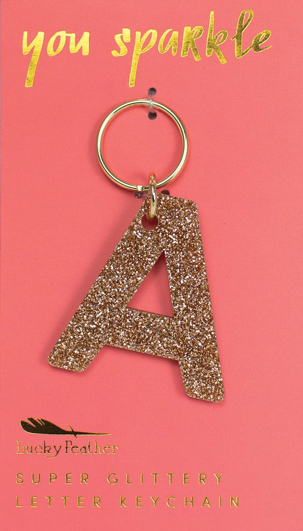 Glitter Keychain, Assorted Letters