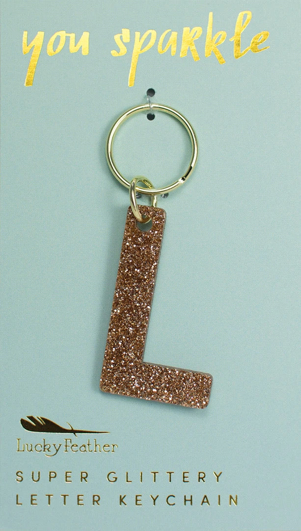 Glitter Keychain, Assorted Letters