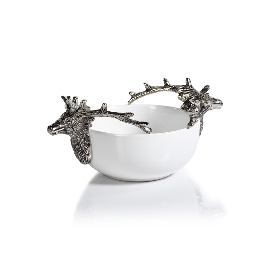 Ceramic and Metal Stag Head Bowl - Small
