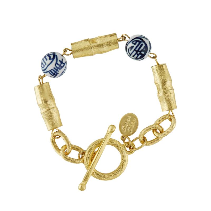 Blue & White Bamboo Bracelet