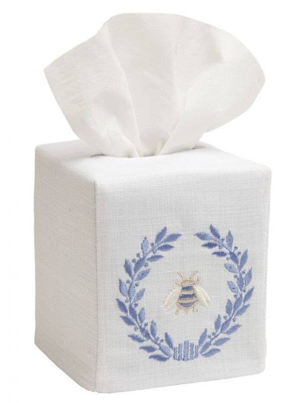 Tissue Box Cover Linen Cotton - Napoleon Bee Wreath