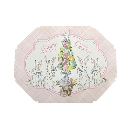 Happy Easter Bunnies with Egg Topiary Placemat