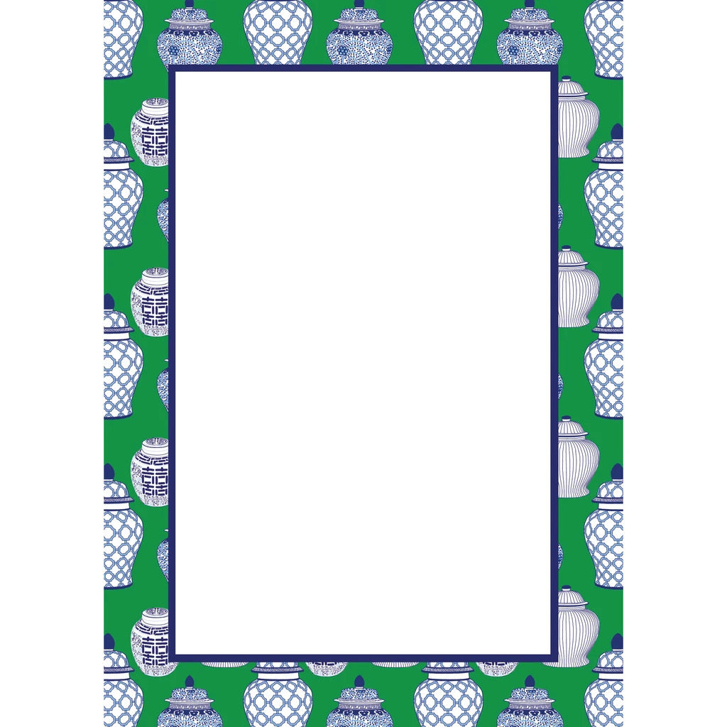 5x7 Ginger Jar Pattern Notepad | Green