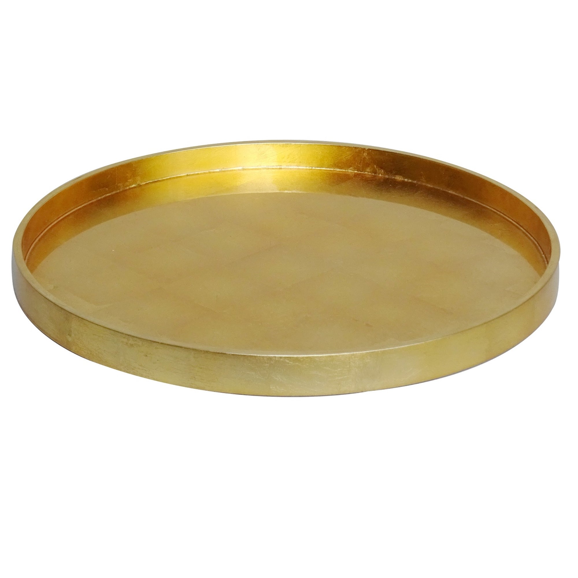 GOLD LEAF LACQUER ROUND SERVING TRAY