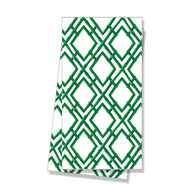 Green Bamboo Trellis Cotton Tea Towel
