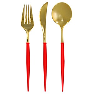Bella Cutlery Gold/Red Handle S/24